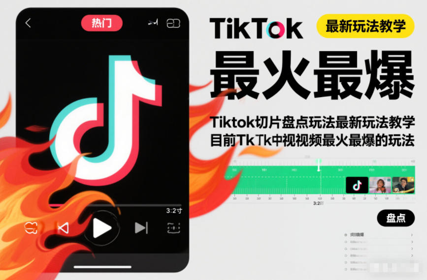 Tiktok切片盘点玩法最新玩法教学，目前Tk中视频最火最爆的玩法-网创百晓生