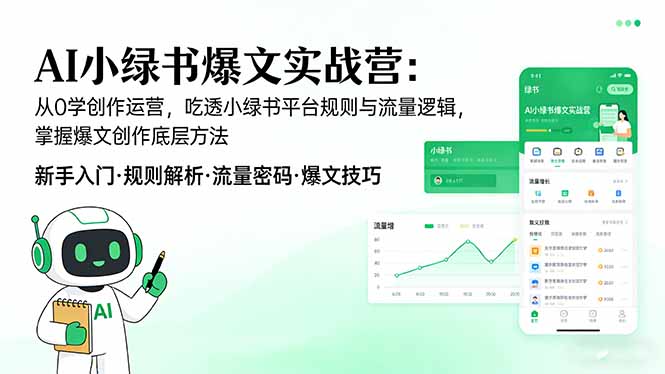 AI 小绿书爆文实战营：从0学创作运营，吃透小绿书平台规则与流量逻辑，掌握爆文创作底层方法-网创百晓生