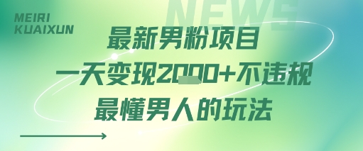 最新男粉项目一天变现多张不违规最懂男人的玩法-网创百晓生
