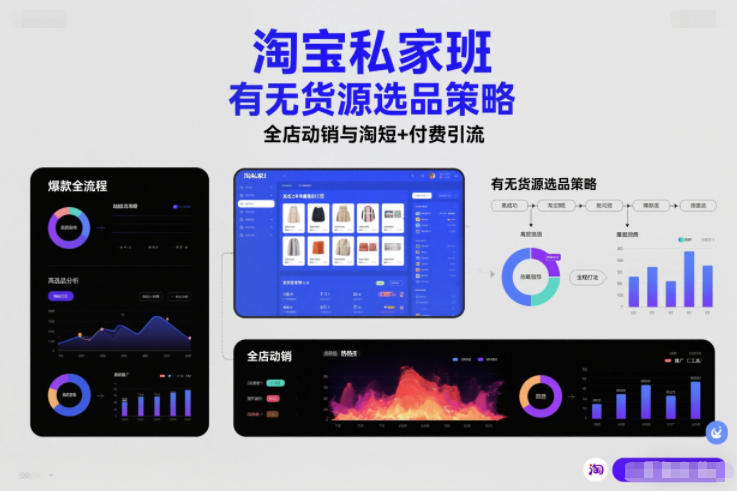 淘宝私家班，有无货源选品策略，高成功率爆款全流程打法，全店动销与淘短+付费引流-网创百晓生