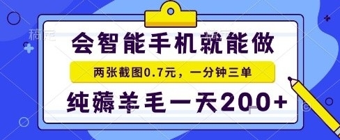 手机项目，二十秒一单，纯薅羊毛一天2张+做就有【揭秘】-网创百晓生