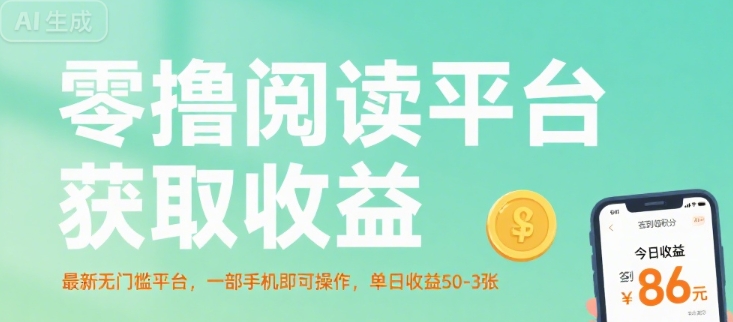 零撸阅读平台获取收益，最新无门槛平台，一部手机即可操作，单日收益50-3张【揭秘】-网创百晓生