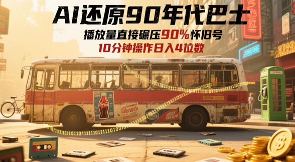 AI还原90年代巴士，一帧就让70后泪崩，播放量直接碾压90%怀旧号，每天操作十分钟，日入四位数-网创百晓生