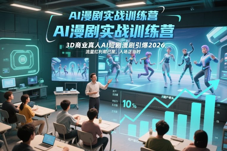 AI漫剧实战训练营，3D商业真人AI短剧漫剧引爆2026，流量红利期已至，入场正当时-网创百晓生
