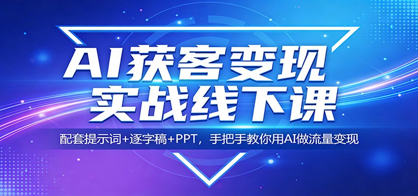 AI获客变现实战线下课：配套提示词+逐字稿+PPT，手把手教你用AI做流量变现-网创百晓生