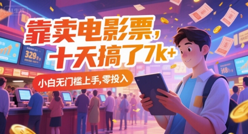 靠卖电影票，十天搞了7k+，小白无门槛上手，零投入【揭秘】-网创百晓生