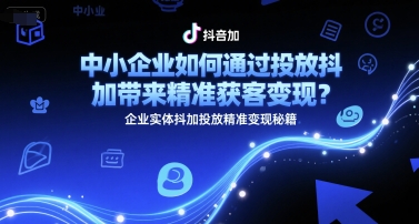 中小企业如何通过投放抖加带来精准获客变现？企业实体抖加投放精准变现秘籍-网创百晓生