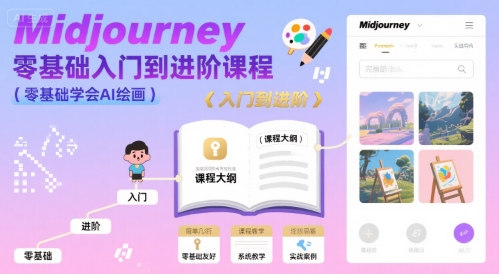 midjourney零基础入门到进阶课程，零基础学会AI绘画-网创百晓生