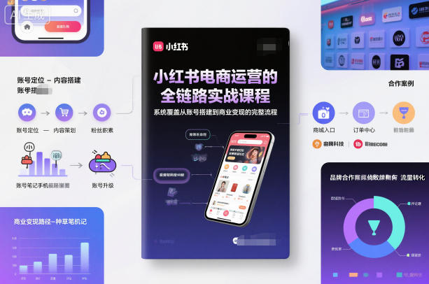 小红书电商运营的全链路实战课程，系统覆盖从账号搭建到商业变现的完整流程-网创百晓生