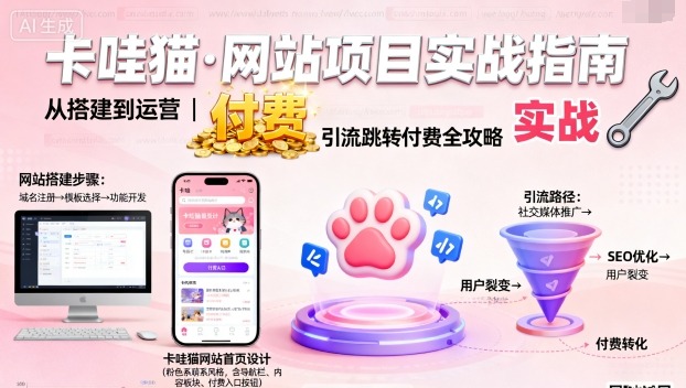 卡哇猫·网站项目，网站搭建与运营以及引流跳转付费-网创百晓生
