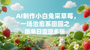 AI制作小白兔采草莓，一场治愈系田园之旅单日变现多张-网创百晓生