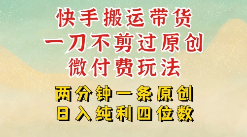 快手黑科技搬运带货，一刀不剪过原创，微付费投流玩法，轻松日入四位数，深层揭秘玩法-网创百晓生
