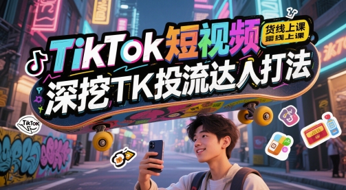TikTok短视频带货线上课，深挖TK投流达人打法-网创百晓生