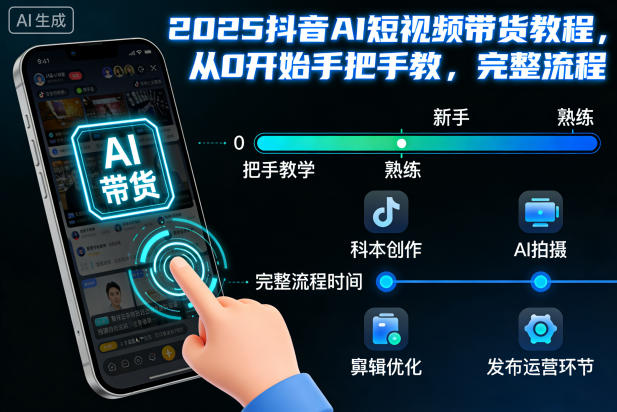 2025抖音AI短视频带货教程，从0开始手把手教，完整流程-网创百晓生