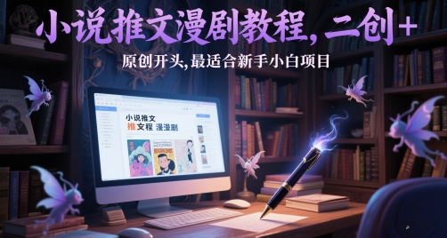 小说推文漫剧教程，二创+原创开头，最适合新手小白项目-网创百晓生