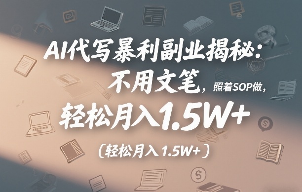 AI代写暴利副业揭秘：不用文笔，照着SOP做，轻松月入1.5W+-网创百晓生
