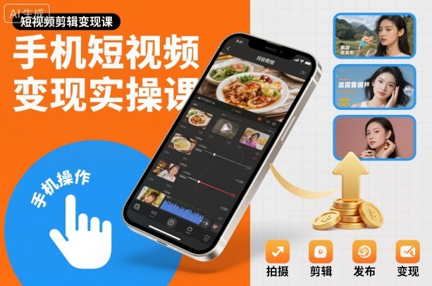 手机短视频变现实操课，短视频剪辑变现课-网创百晓生