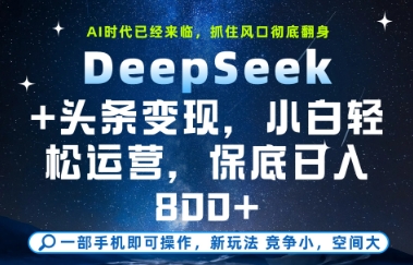 DeepSeek+头条变现，保姆级教学，小白轻松上手，日入8张+【揭秘】-网创百晓生
