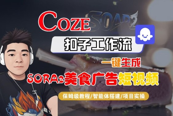 Coze扣子智能体工作流一键生成“SORA2美食广告“短视频,全流程保姆级教学-网创百晓生