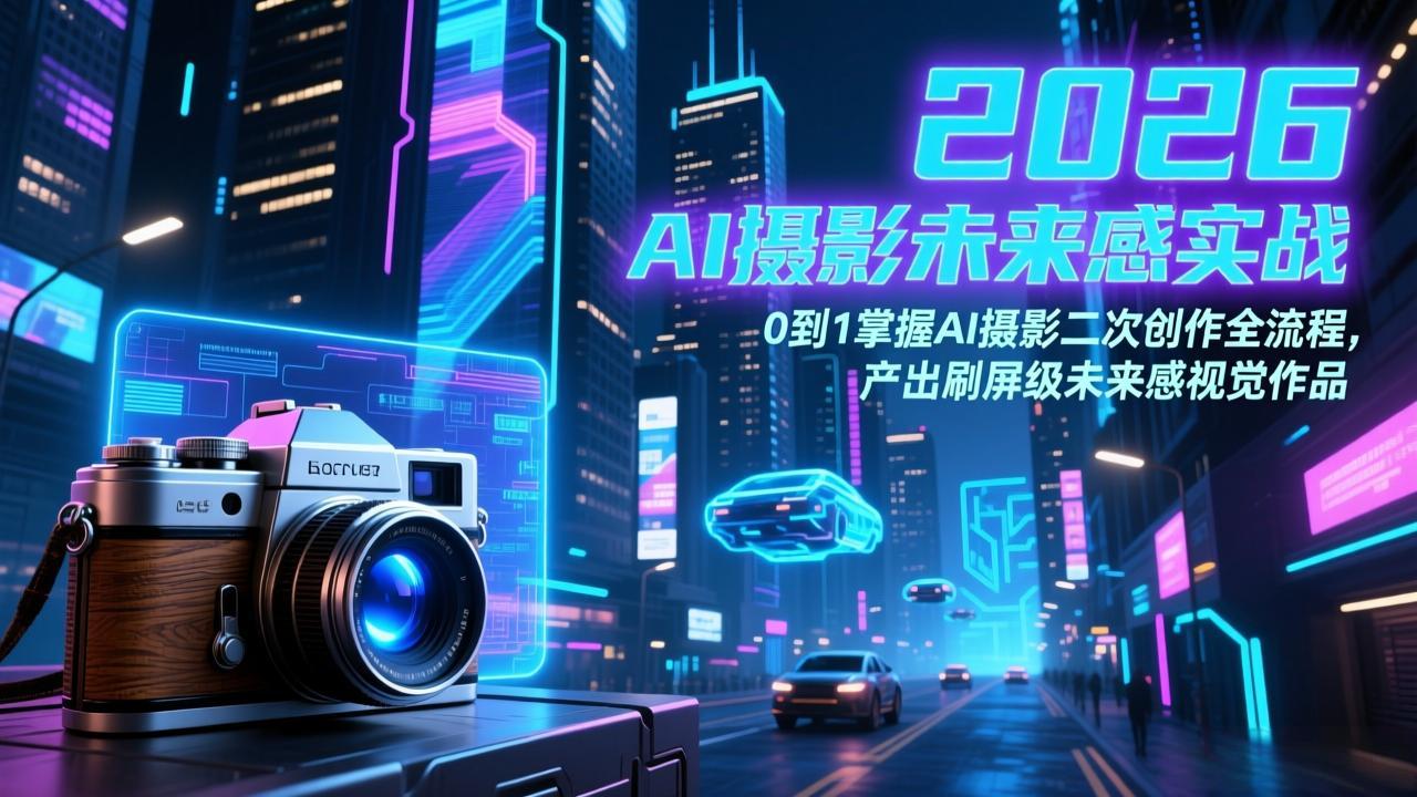 2026 AI摄影未来感实战：0到1掌握AI摄影二次创作全流程，产出刷屏级未来感视觉作品-网创百晓生
