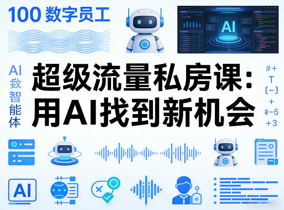 你的AI数字员工100个智能体，超级流量私房课，用AI找到新机会-网创百晓生