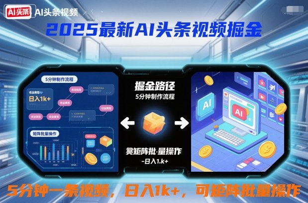 2025最新AI头条视频掘金，5分钟一条视频，日入1k＋，可矩阵批量操作-网创百晓生