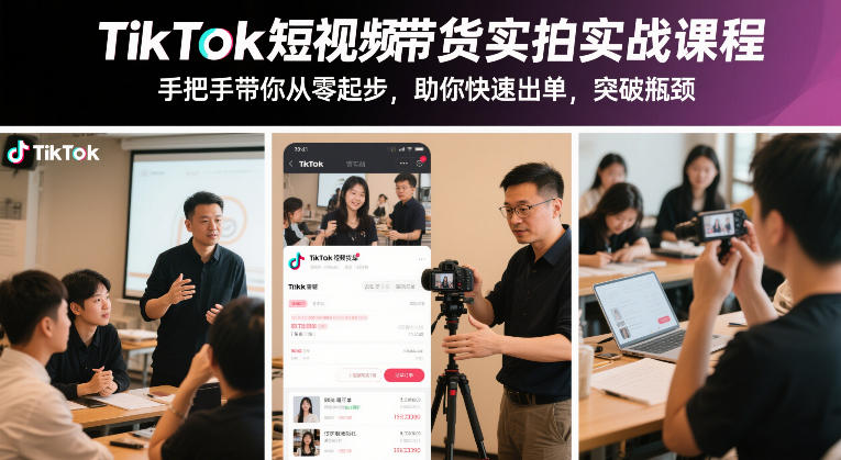 TikTok短视频带货实拍实战课程，手把手带你从零起步，助你快速出单，突破瓶颈-网创百晓生