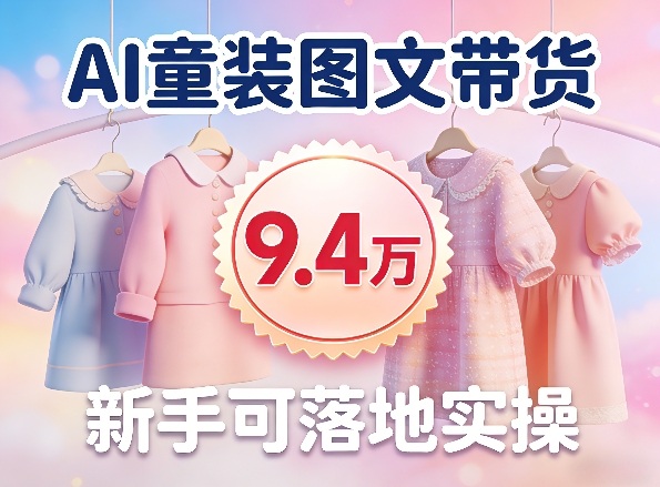 AI童装图文带货拆解，累计出单9.4W，新手可落地实操-网创百晓生