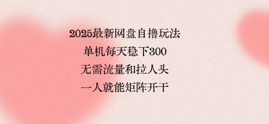 2025最新网盘自撸玩法，单机每天稳下3张，无需流量和拉人头，一个人就可轻松矩阵，全网独一份【揭秘】-网创百晓生
