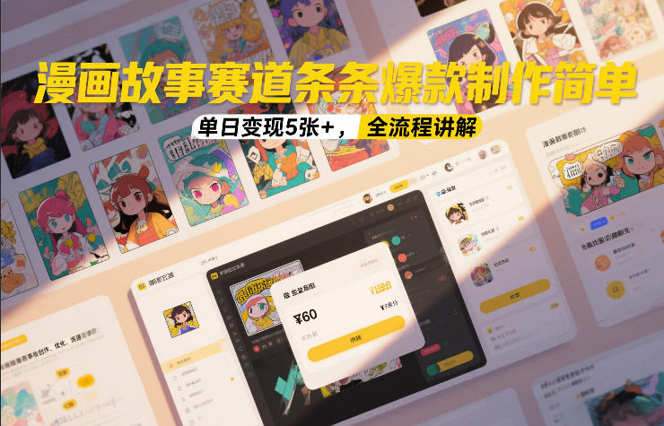 漫画故事赛道条条爆款制作简单，单日变现5张+，全流程讲解-网创百晓生