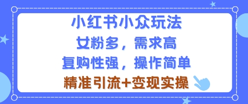 小红书小众玩法,女粉多,需求高,复购性强,操作简单精准引流+变现实操-网创百晓生