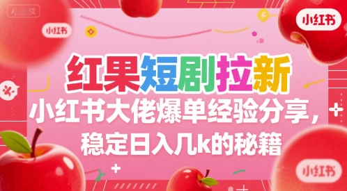 红果短剧拉新小红书大佬爆单经验分享，稳定日入几k的秘籍-网创百晓生