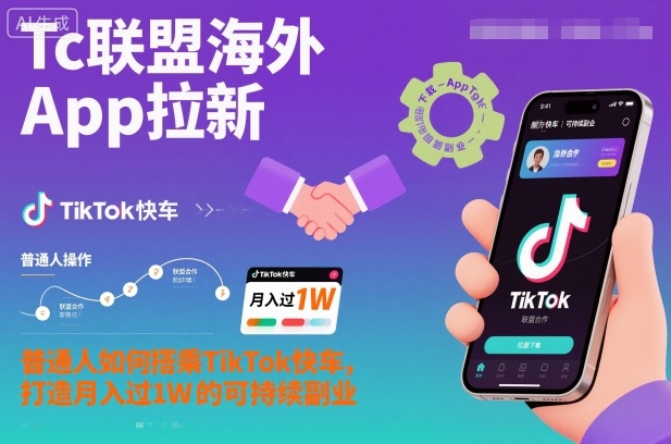 Tc联盟海外App拉新：普通人如何搭乘TikTok快车，打造月入过1W的可持续副业-网创百晓生