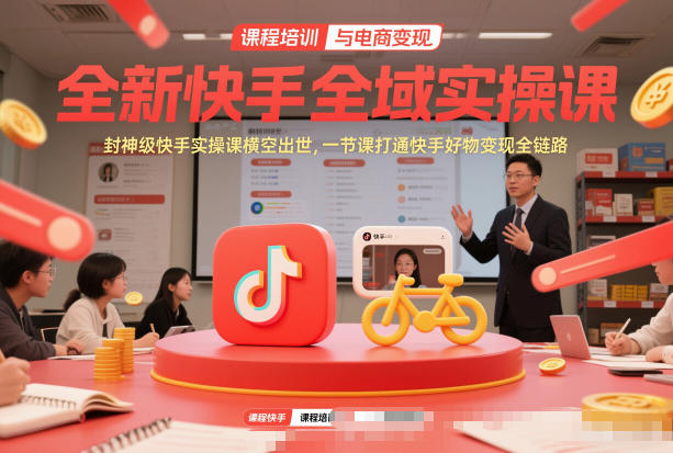 全新快手全域实操课，封神级快手实操课横空出世，一节课打通快手好物变现全链路-网创百晓生