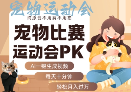 AI一键生成宠物比赛运动会PK视频，纯原创不用剪不用拍，每天十分钟，轻松月入过1W+-网创百晓生