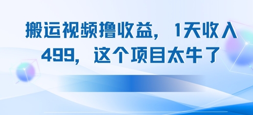 搬运抖音中视频撸收益，1天收入多张，这个项目太牛了-网创百晓生