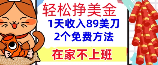 在家不上班，轻松挣美金， 1天收入89美刀，2个免费方法，懒人捡钱-网创百晓生