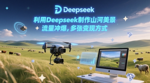 利用Deepseek制作山河美景，流量冲爆，多张变现方式-网创百晓生