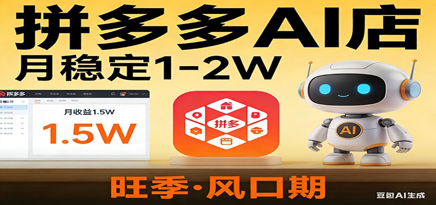 开一家拼多多AI店，月稳定1-2W，目前旺季，风口期！-网创百晓生