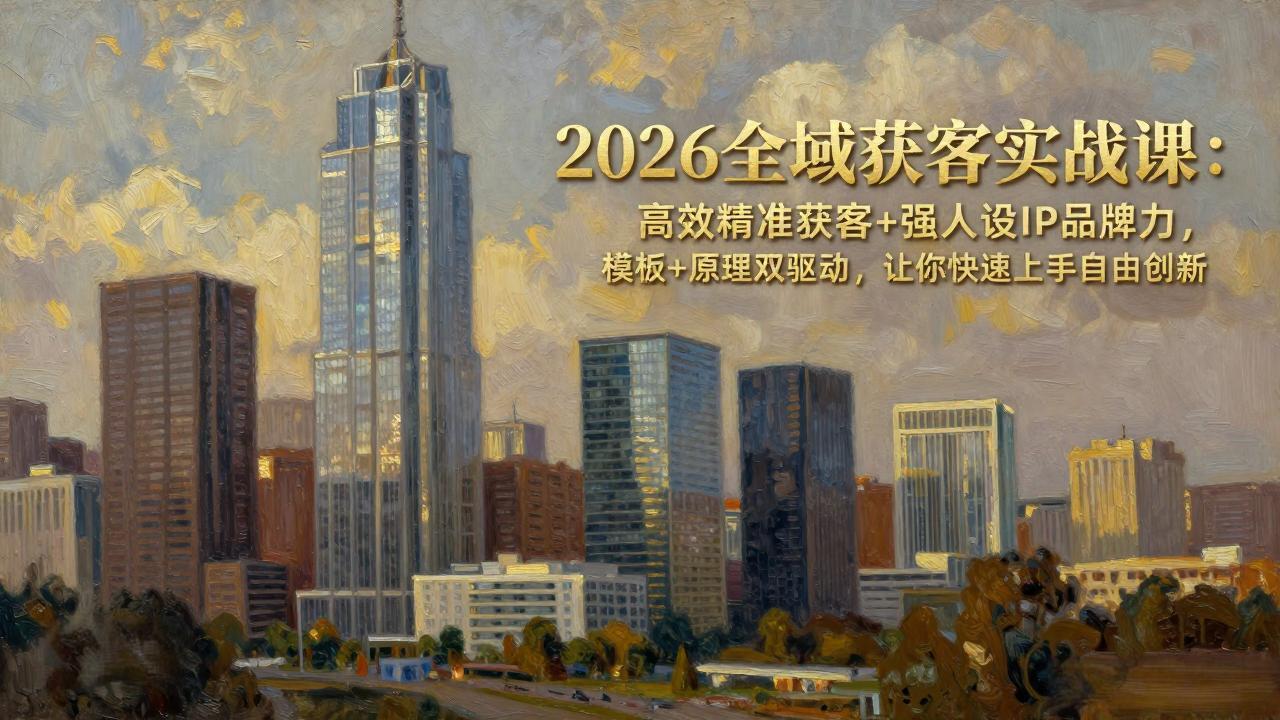 2026全域获客实战课：高效精准获客+强人设IP品牌力，模板+原理双驱动，让你快速上手自由创新-网创百晓生