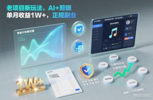 老项目新玩法，AI+剪辑，单月收益1W+，正规副业-网创百晓生