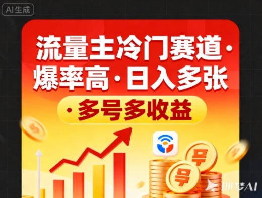 流量主冷门赛道，爆率高，日入多张，多号多收益-网创百晓生