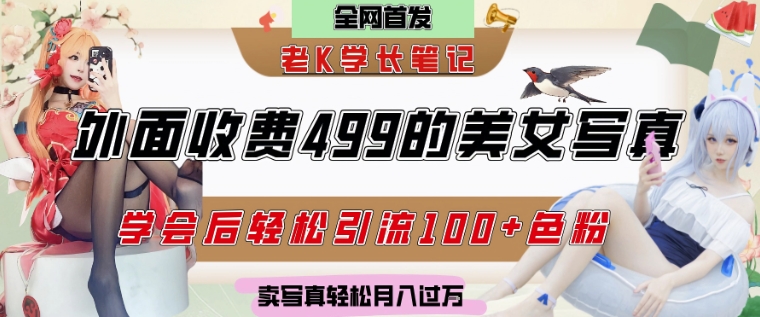 外面收费499的美女写真制作技术，学会后轻松引流S粉变现，日引100+S粉，轻松月入过W-网创百晓生