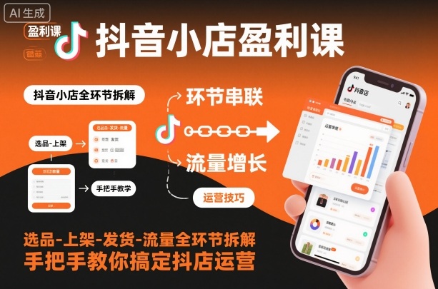 抖音小店盈利课-选品-上架-发货-流量全环节拆解，手把手教你搞定抖店运营-网创百晓生