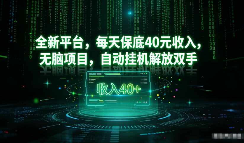 最新看广平台，每天保底30-4米，无脑项目，自动挂G解放双手【揭秘】-网创百晓生