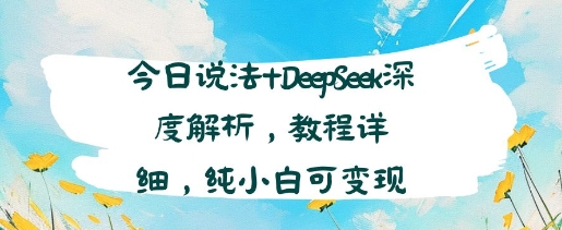 今日说法+DeepSeek深度解析，教程详细，纯小白可变现-网创百晓生