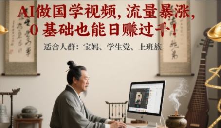 AI做国学视频，流量暴涨 ，0 基础也能日入多张-网创百晓生