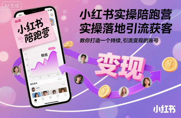 小红书实操陪跑营，实操落地引流获客，教你打造一个持续引流变现的账号-网创百晓生