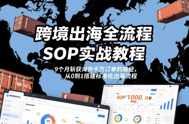 跨境出海全流程全盘托出SOP实战教程，9个月斩获海外千万订单的路径，从0到1搭建标准化出海流程-网创百晓生