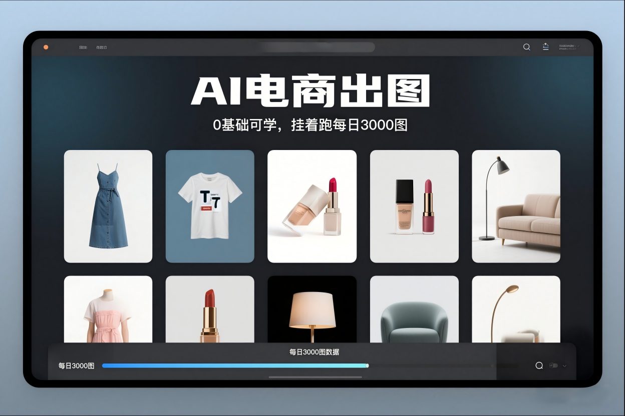 AI电商出图，0基础可学，挂着跑每日3000图-网创百晓生